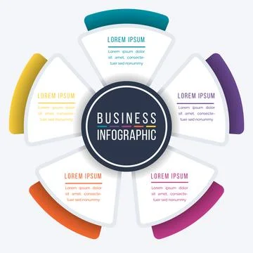 Infographic circle design 5 Steps, objects, elements or options business design Illustrazione stock