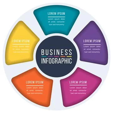 Infographic circle design 5 Steps, objects, elements or options business info Stock Illustration