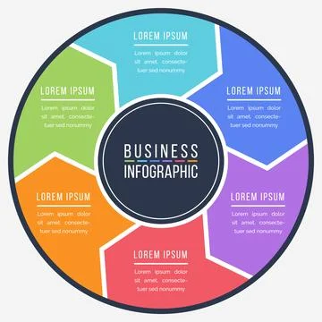 Infographic circle design 6 steps, objects, options or elements business 스톡 일러스트