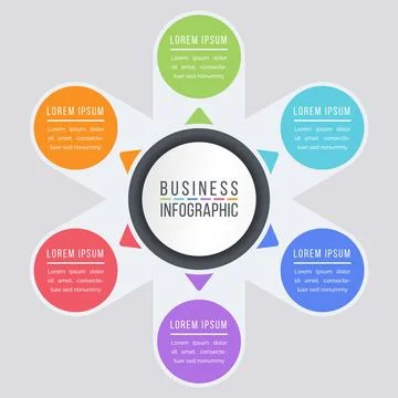 Infographic circle design 6 steps, objects or elements business information Stock Illustration