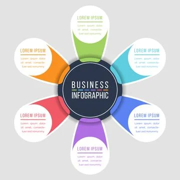 Infographic circle design 6 steps, objects or elements business information 스톡 일러스트