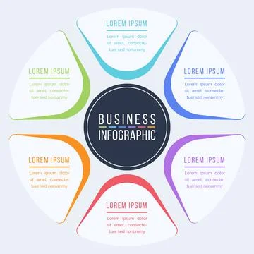Infographic circle design 6 Steps, objects, elements or options business info イラスト素材