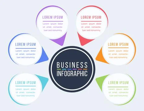 Infographic circle design 6 Steps, objects, elements or options information Stockillustratie