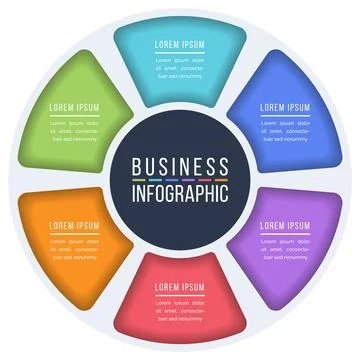 Infographic circle design 6 Steps, objects, elements or options business info 스톡 일러스트