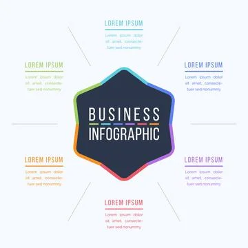 Infographic circle design 6 Steps, objects, elements or options infographic Illustrazione stock