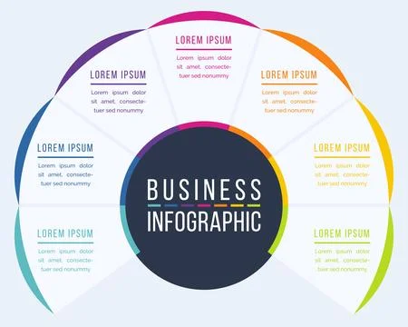 Infographic circle design 7 Options, objects, elements or steps information Stockillustratie