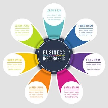 Infographic circle design 7 steps, objects, options or elements business info Stockillustratie