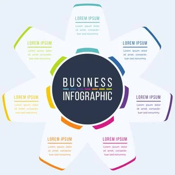 Infographic circle design 7 steps, objects, elements or Options infographic Stock Illustration