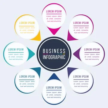 Infographic circle design 8 Steps, objects, elements or options business info Illustrazione stock