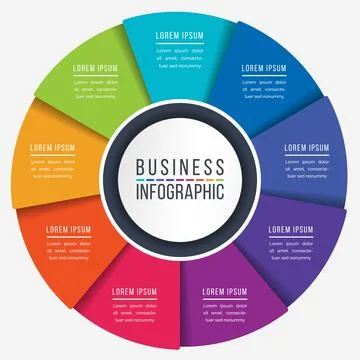 Infographic circle design 9 steps, objects or elements business information Illustrazione stock