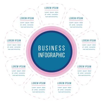Infographic circle design 9 steps, objects, options or elements business info Ilustração Stock