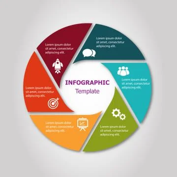 Infographic circle design template with 6 steps Stock Illustration