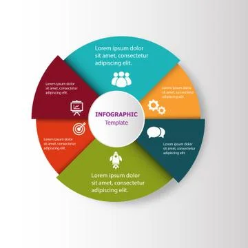 Infographic circular design template with 6 steps Illustrazione stock
