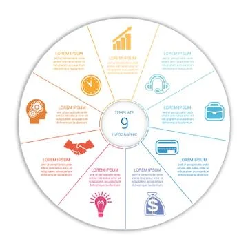 Infographic from colored lines nine position Stock Illustration