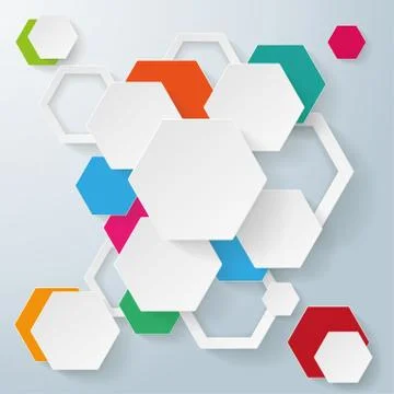 Infographic colored paper hexagons Stock Illustration