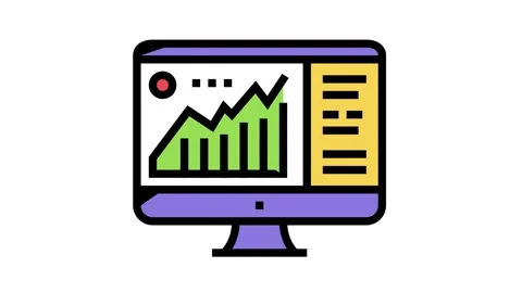 Infographic on computer display color icon animation Stock Footage 157278300