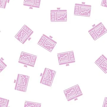 Infographic on computer display glyph seamless pattern Illustrazione stock