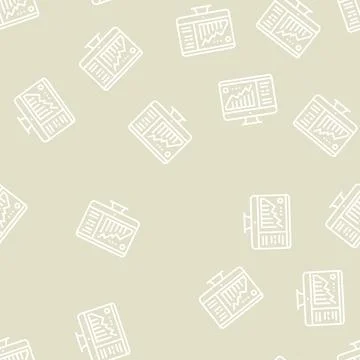 Infographic on computer display line seamless pattern Illustrazione stock
