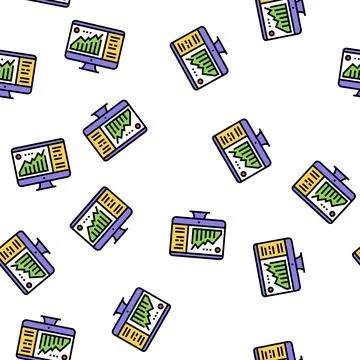 Infographic on computer display vector seamless pattern 스톡 일러스트