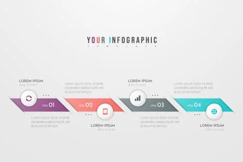 Infographic concept design with 4 options, steps or processes. Stock Illustration