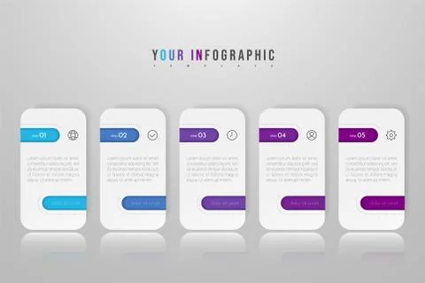 Infographic concept design with 5 options, steps or processes. Stockillustratie