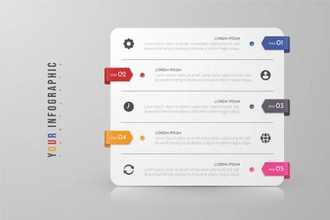Infographic concept design with 5 options, steps or processes. Stockillustratie