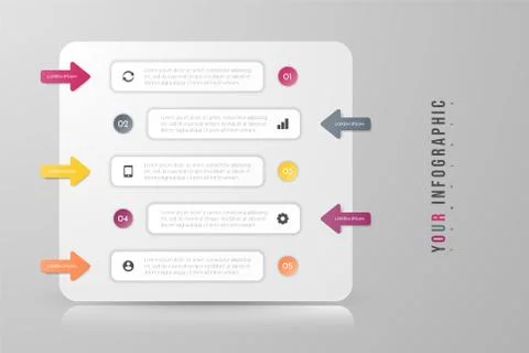 Infographic concept design with 5 options, steps or processes. イラスト素材