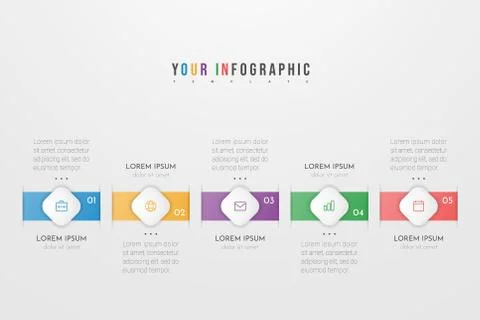 Infographic concept design with 5 options, steps or processes. Stockillustratie