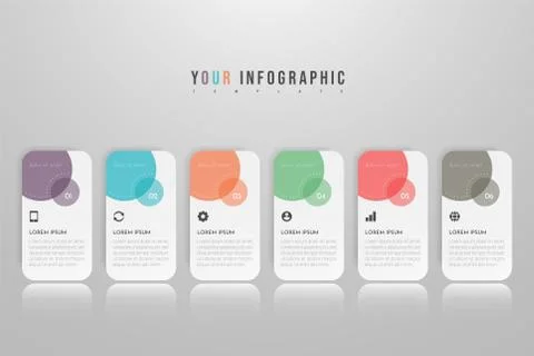 Infographic concept design with 6 options, steps or processes. Stock Illustration