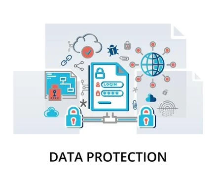 Infographic concept of internet security, network protection and secure onlin Illustrazione stock