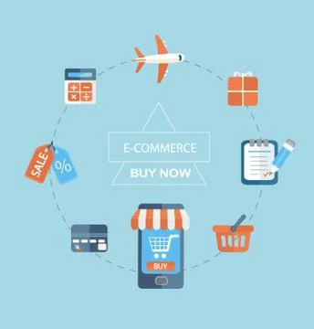Infographic concept of purchasing via internet. Stock Illustration