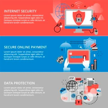 Infographic concepts of internet security, secure online and data protection Illustrazione stock