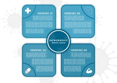 Infographic coronavirus design square shape style for medical with space for Stock Illustration