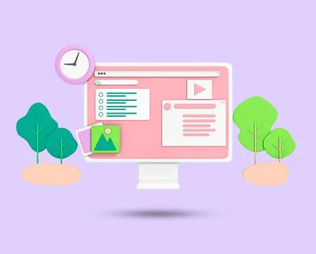 Infographic dashboard in desktop computer screen. Illustrazione stock