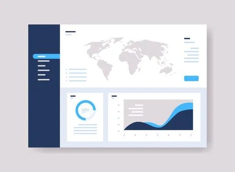 Infographic dashboard template with graph statistics data analysis information Stock Illustration