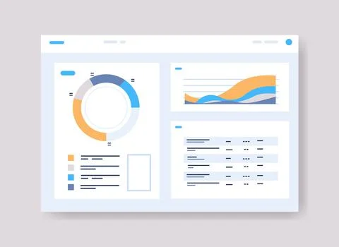 Infographic dashboard template with graph statistics data analysis information Stock Illustration