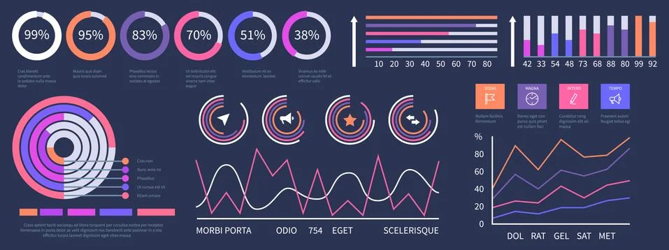 Infographic dashboard. Vector interface presentation elements set Stock Illustration
