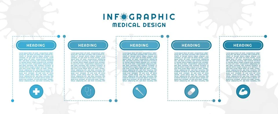 Infographic dashed line minimal design for medical coronavirus concept Stock Illustration
