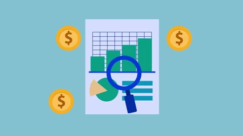 Infographic with Data Charts and Financial Element 2d Animation with Alpha Matte Stock Footage 340696219