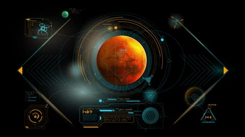 Infographic data elements on Mars Stock Footage 249909457