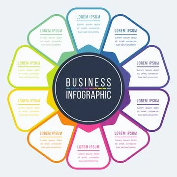 Infographic design 10 Steps, objects, elements or options infographic template Stock Illustration