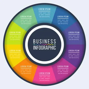 Infographic design 10 Steps, objects, elements or options circle infographic Stock Illustration