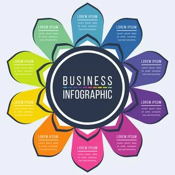 Infographic design 10 steps, objects, options or elements business information Stock Illustration