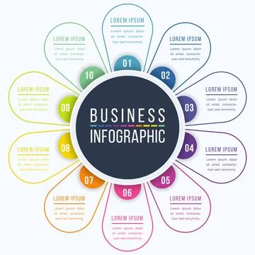 Infographic design 10 steps, objects, elements or options business information Illustrazione stock