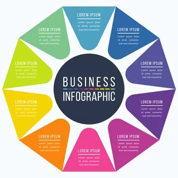 Infographic design 10 Steps, objects, elements or options business information Illustrazione stock