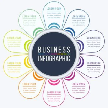 Infographic design 10 Steps, objects, elements or options business information Illustrazione stock
