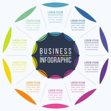 Infographic design 10 steps, objects, elements or options business information Illustrazione stock