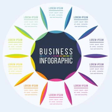 Infographic design 10 steps, objects, elements or options infographic business Illustrazione stock