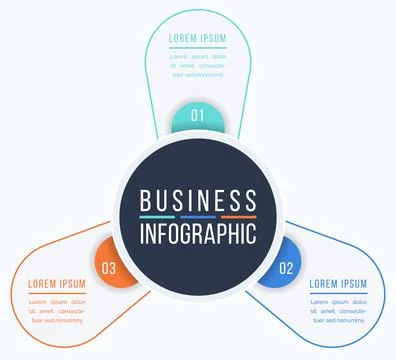 Infographic design 3 steps, objects, elements or options business information Stock Illustration