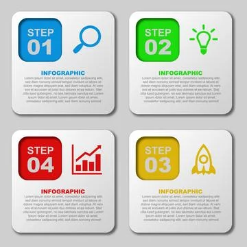 Infographic design with 4 infographic steps for business concepts can be us.. Stock Illustration